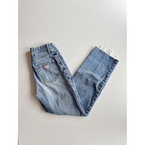Vintage GUESS Light Rinse Mid Rise Tapered Slim Straight Leg Mom Jeans, Size 26